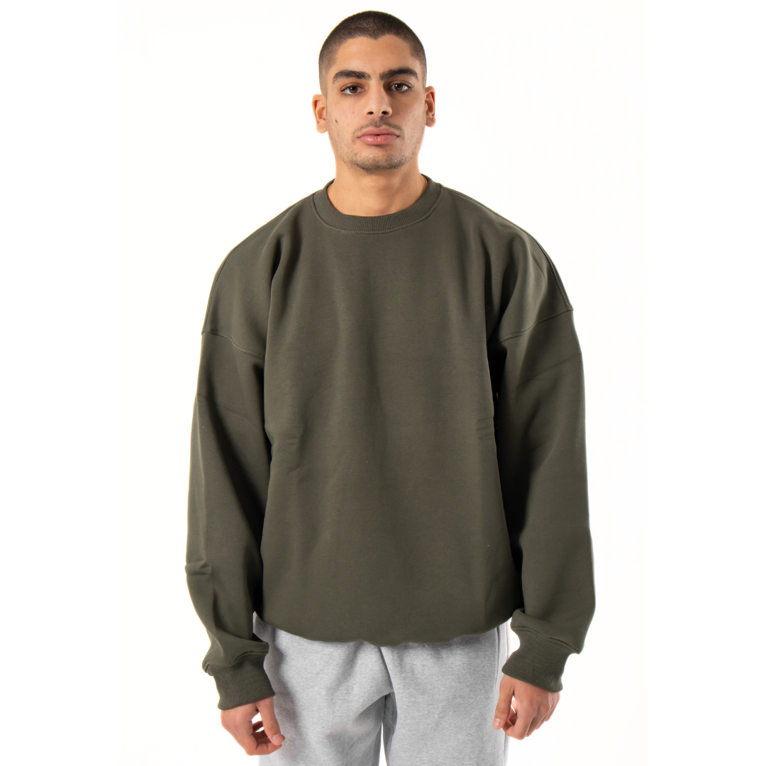 Drop Shoulder Sweatshirt - Olive Green