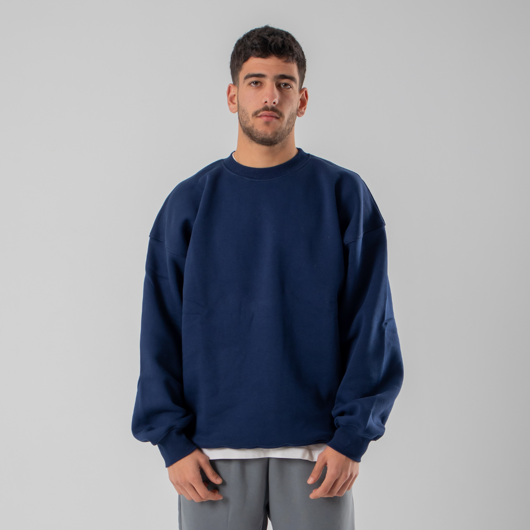 Drop Shoulder Sweatshirt - Navy Blue