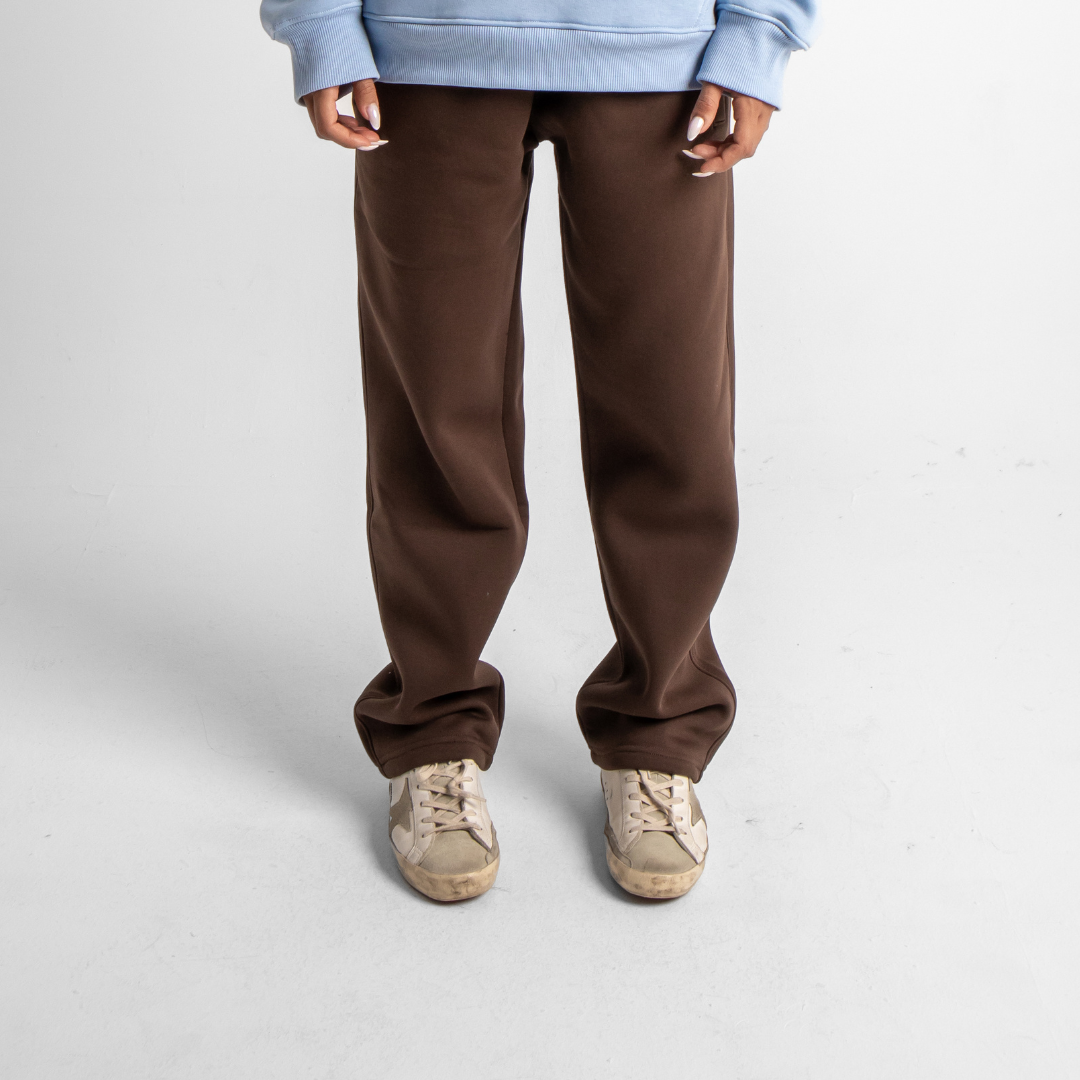 Relaxed Sweatpants Framed Pockets - Brown