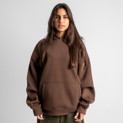 Drop Shoulder Hoodie - Brown