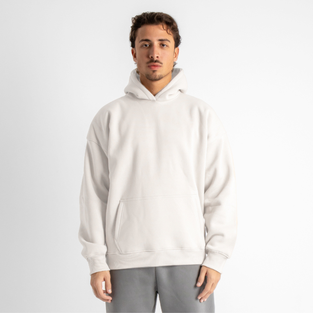 Drop Shoulder Hoodie - White