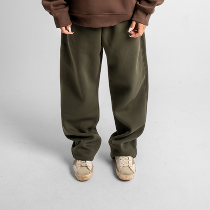 Relaxed Sweatpants Framed Pockets - Olive Green