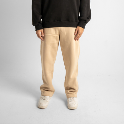 Relaxed Sweatpants Framed Pockets - Beige