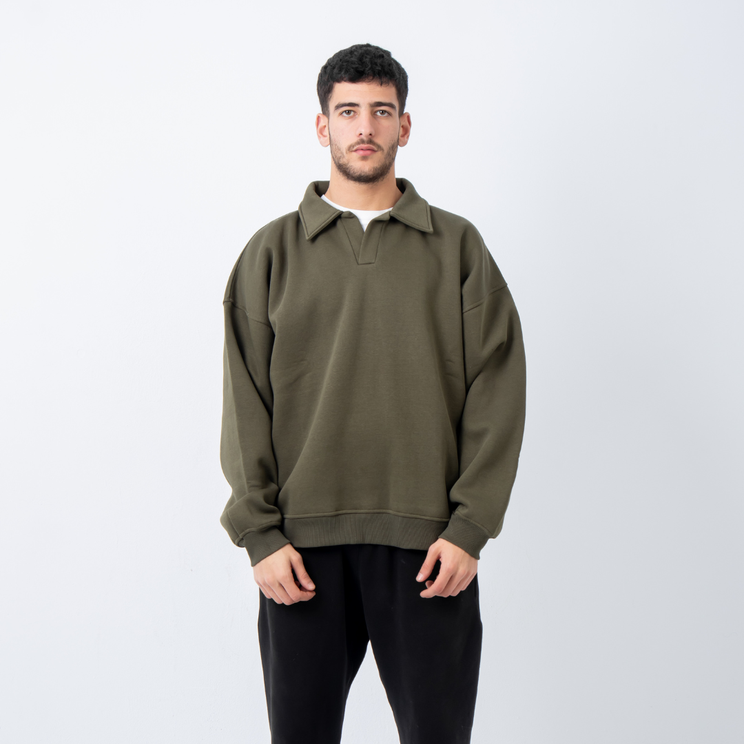 Polo Crewneck - Olive Green