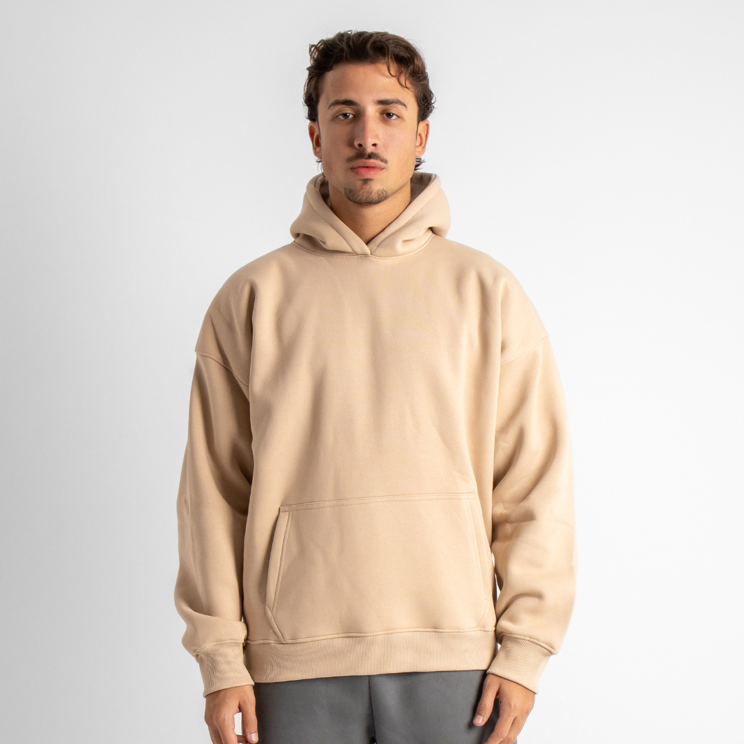 Drop Shoulder Hoodie - Beige