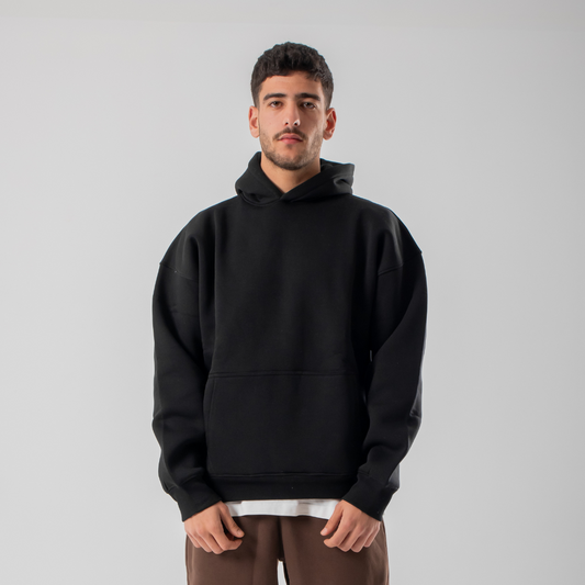 Drop Shoulder Hoodie - Black