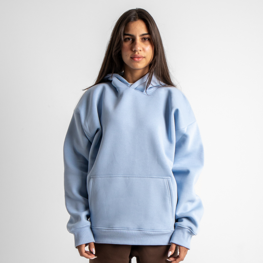 Drop Shoulder Hoodie - Light Blue