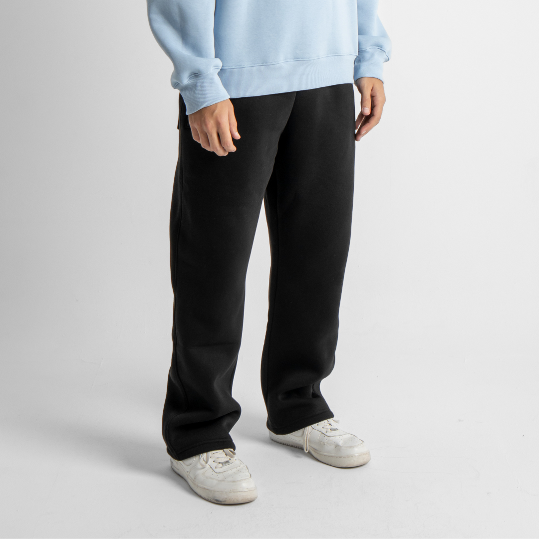 Relaxed Sweatpants Framed Pockets - Black