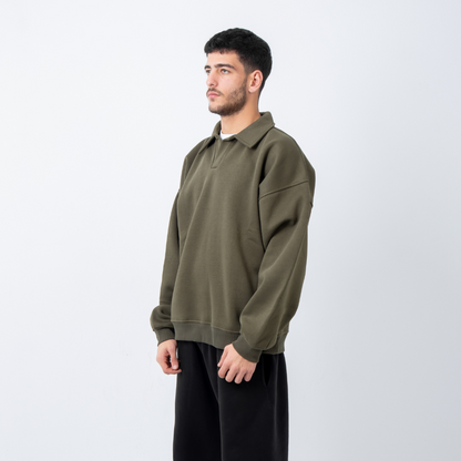 Polo Crewneck - Olive Green