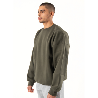 Drop Shoulder Sweatshirt - Olive Green