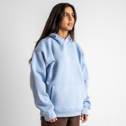 Drop Shoulder Hoodie - Light Blue