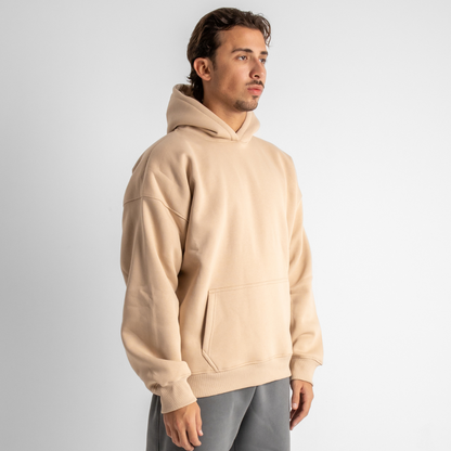 Drop Shoulder Hoodie - Beige