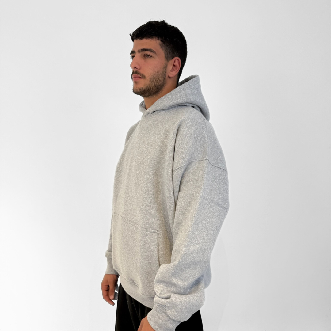 Drop Shoulder Hoodie - Light Grey