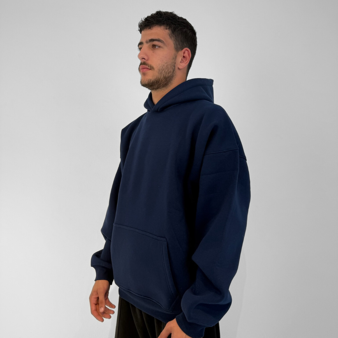 Drop Shoulder Hoodie - Navy Blue