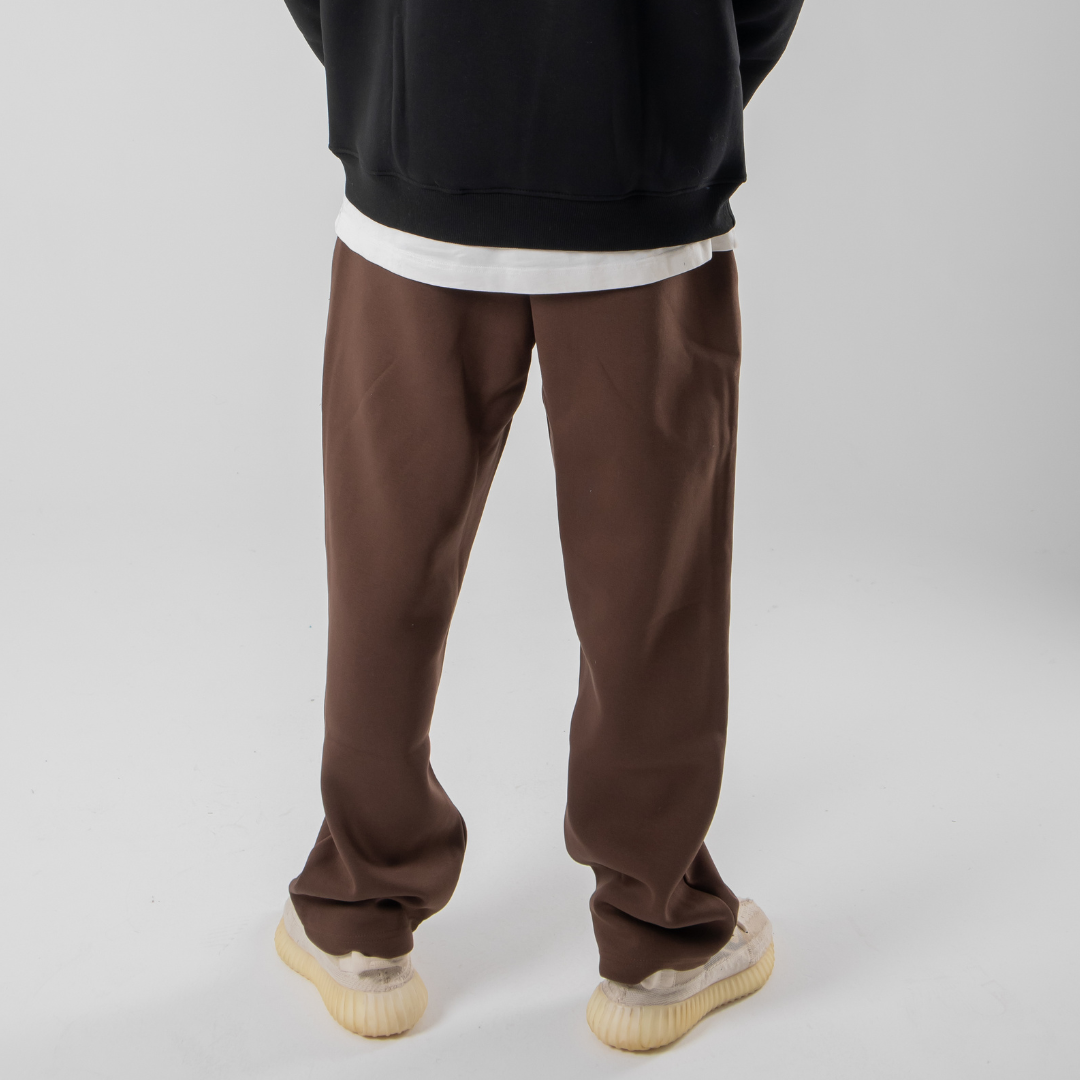 Straight Leg Sweatpants - Brown