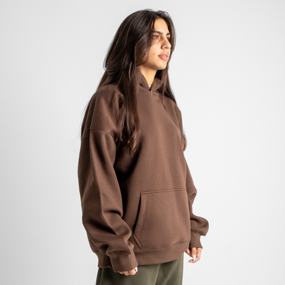 Drop Shoulder Hoodie - Brown