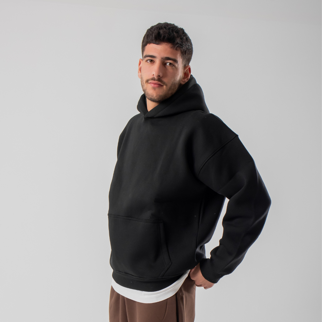 Drop Shoulder Hoodie - Black