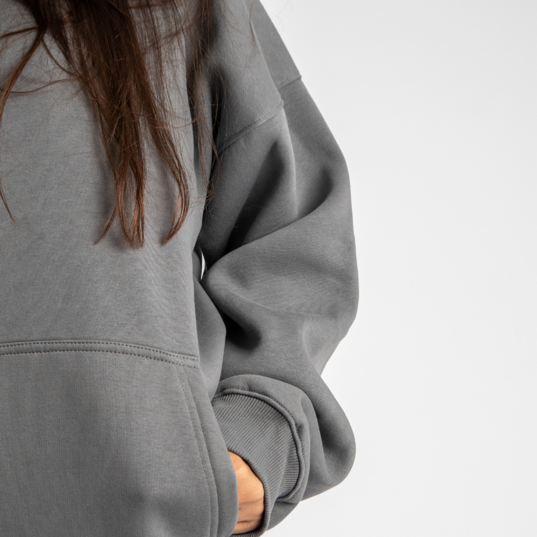 Drop Shoulder Hoodie - Grey