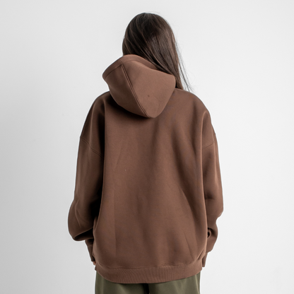 Drop Shoulder Hoodie - Brown