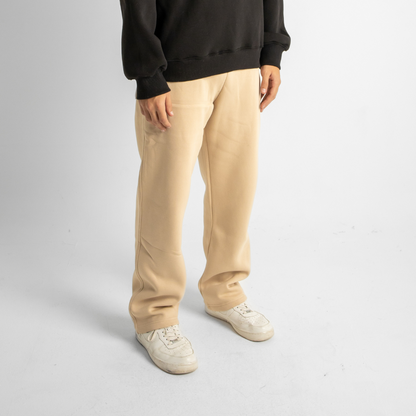 Relaxed Sweatpants Framed Pockets - Beige