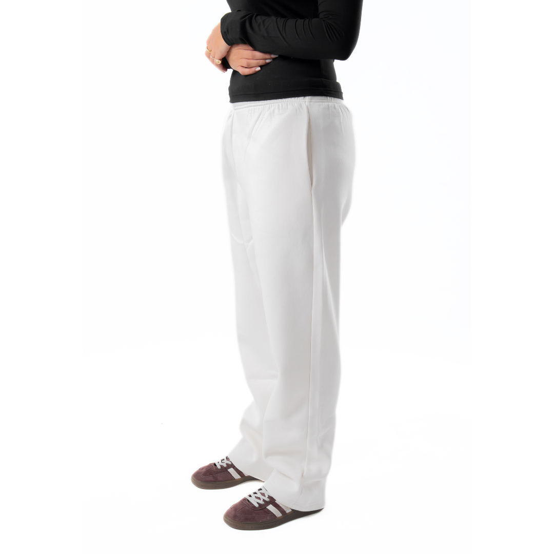 Straight Leg Sweatpants - White