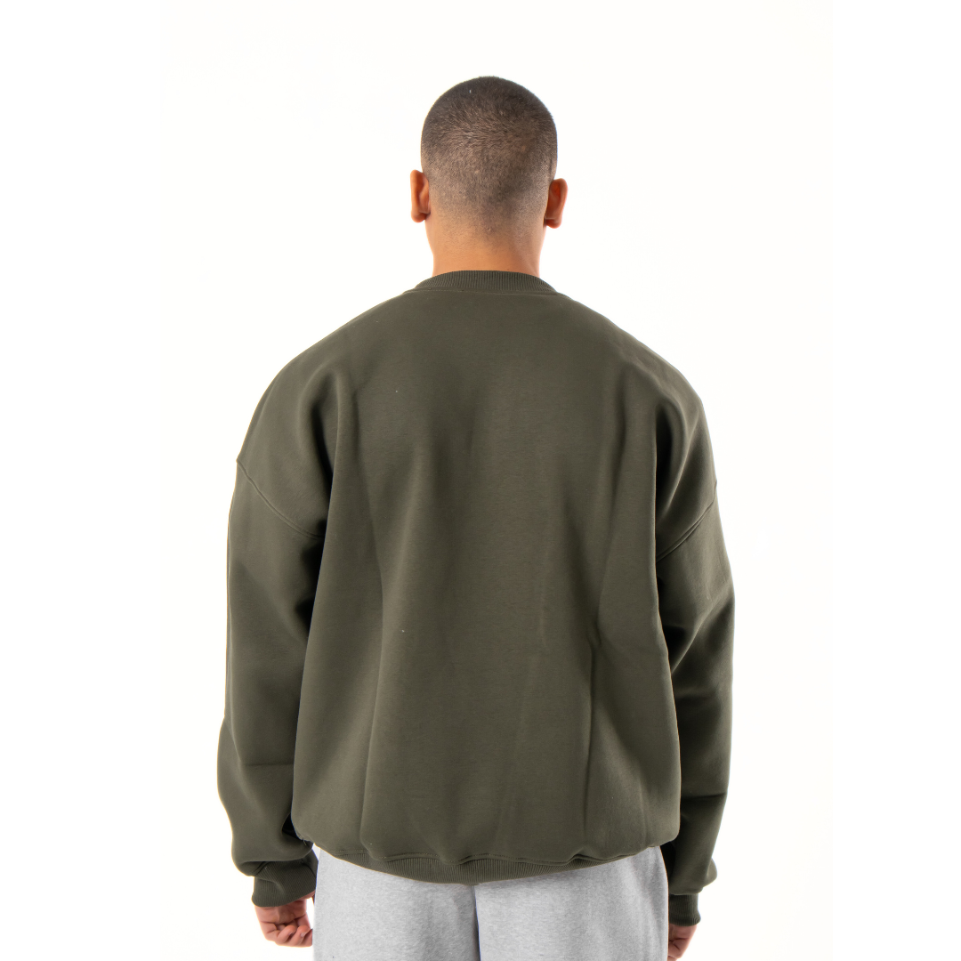 Drop Shoulder Sweatshirt - Olive Green