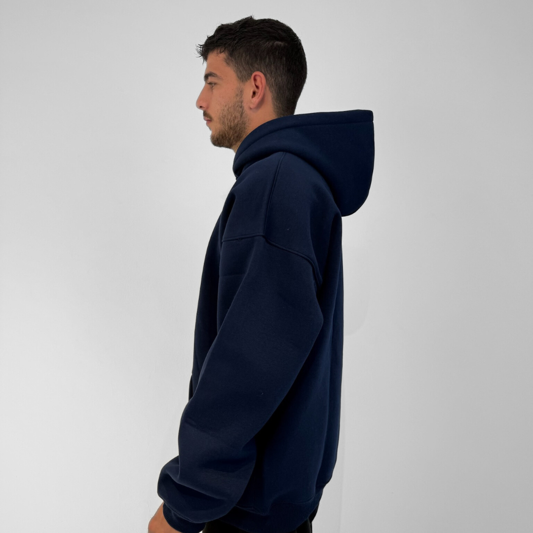 Drop Shoulder Hoodie - Navy Blue