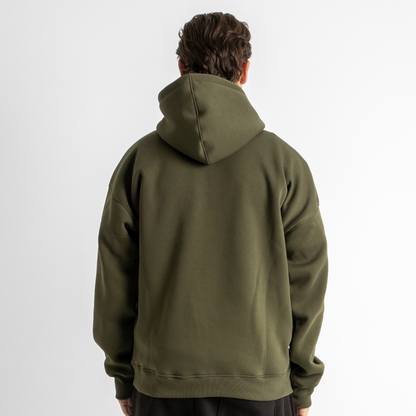 Drop Shoulder Hoodie - Olive Green