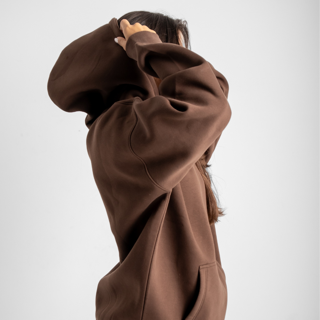 Drop Shoulder Hoodie - Brown