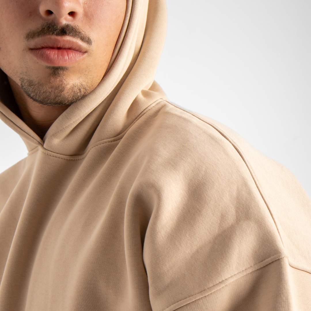 Drop Shoulder Hoodie - Beige