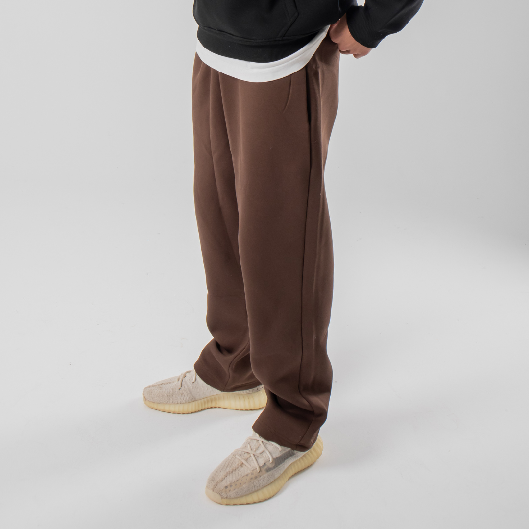 Straight Leg Sweatpants - Brown