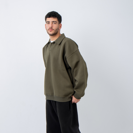 Polo Crewneck - Olive Green