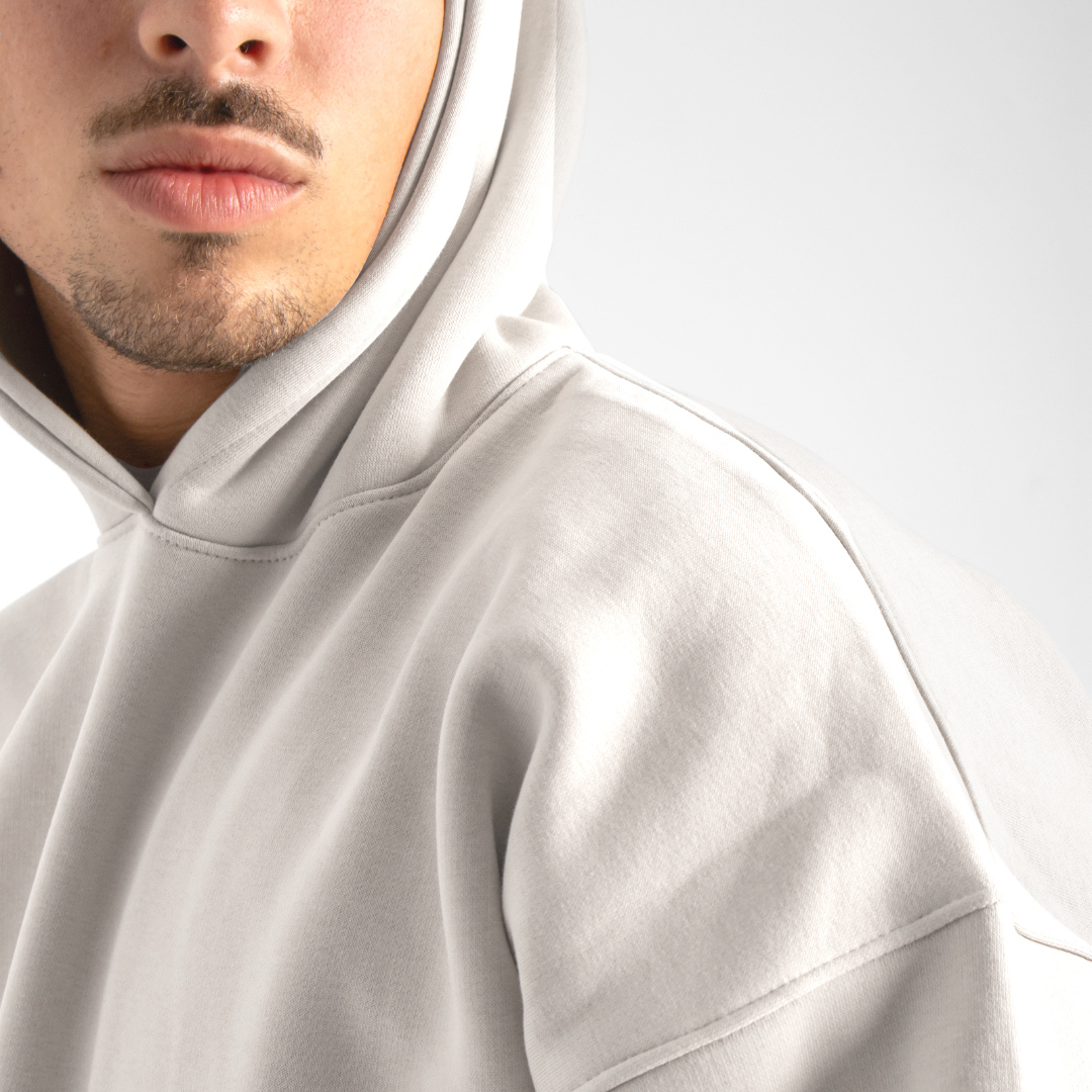 Drop Shoulder Hoodie - White