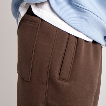 Relaxed Sweatpants Framed Pockets - Brown