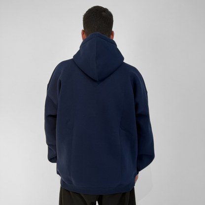 Drop Shoulder Hoodie - Navy Blue