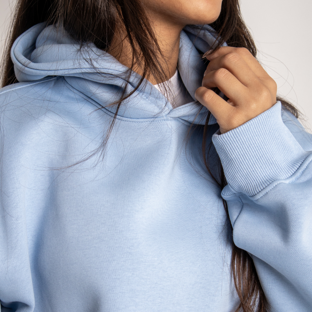 Drop Shoulder Hoodie - Light Blue