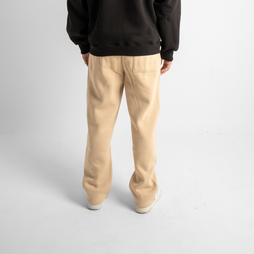 Relaxed Sweatpants Framed Pockets - Beige