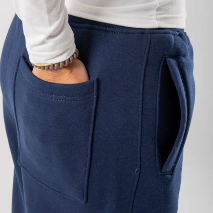 Relaxed Sweatpants Framed Pockets - Navy Blue