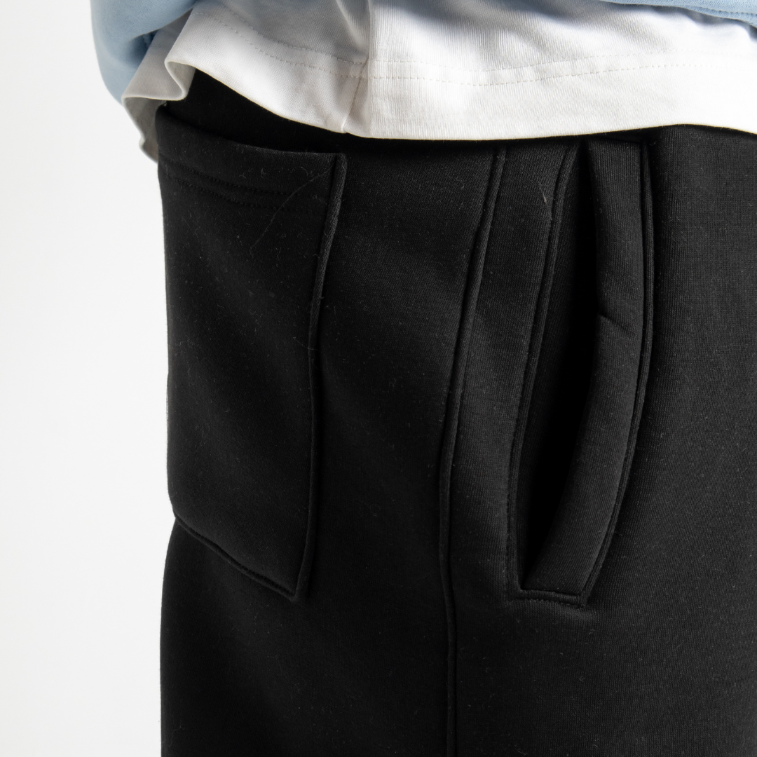 Relaxed Sweatpants Framed Pockets - Black