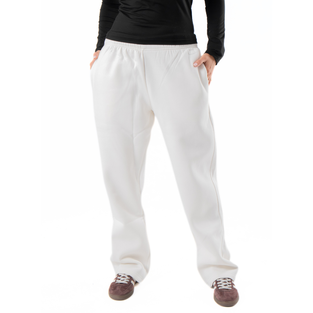 Straight Leg Sweatpants - White