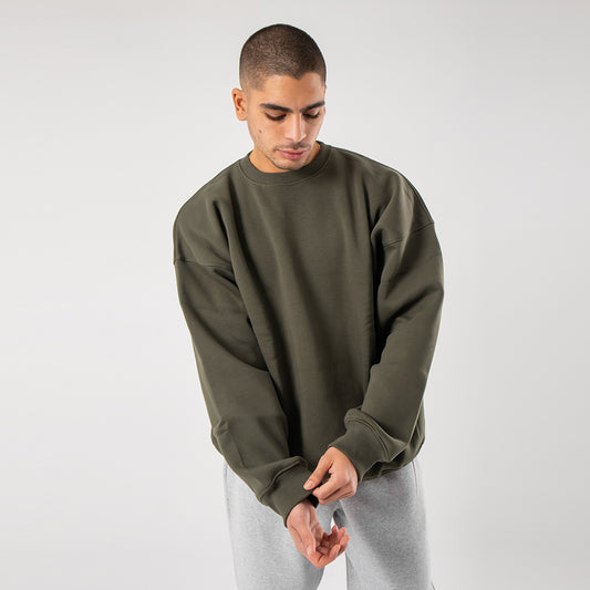 Drop Shoulder Sweatshirt - Olive Green