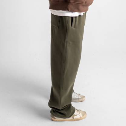 Relaxed Sweatpants Framed Pockets - Olive Green